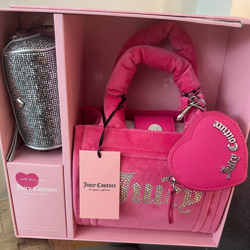 Juicy Couture Pink Handbag tote purse Set